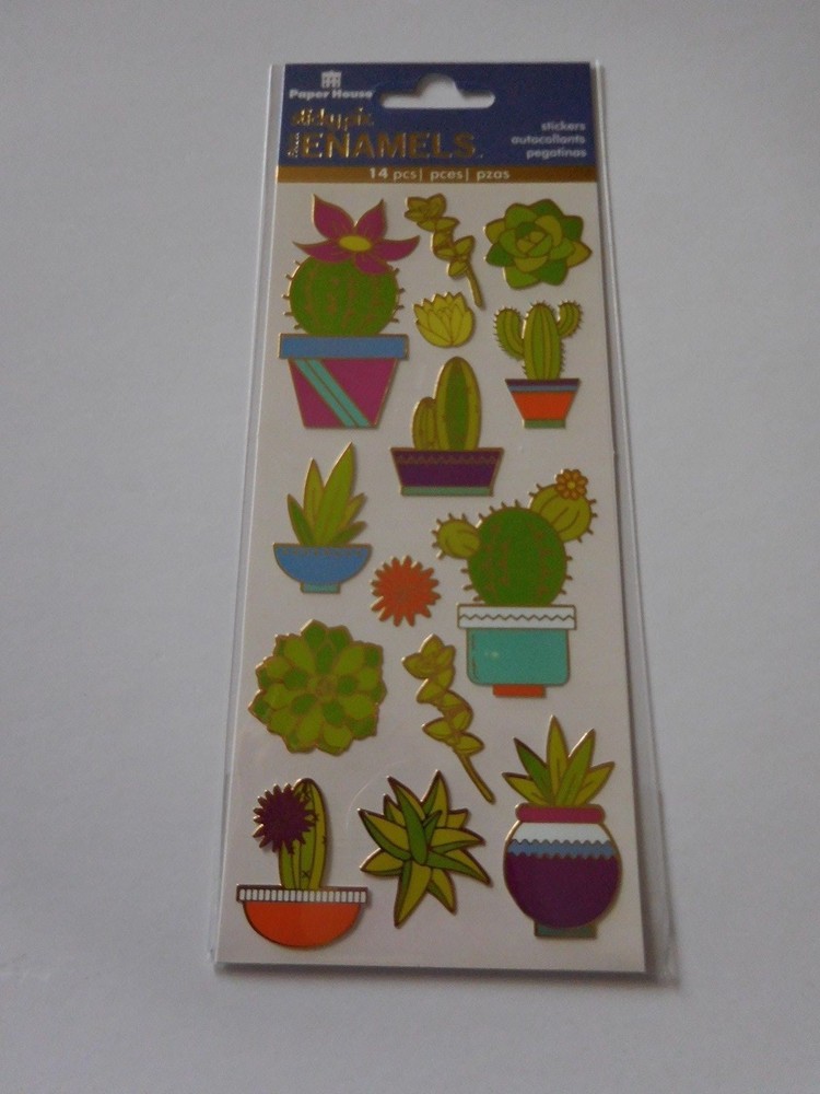 Scrapbooking Crafts Stickers PH Vinyl Gold Trim Succulents Cactus Flowers Pots