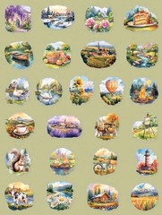 20Pcs Multicolor Countryside Landscape Scrapbooking Stickers