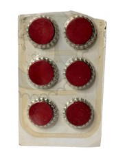 Li’l Davis Designs Red Bottle Caps 6pk Y2K Scrapbooking Craft Accents LTT-3014