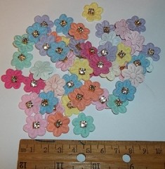 New 50 Fabric Flowers With Rhinestone Center Crafts Scrapbooking etc. New