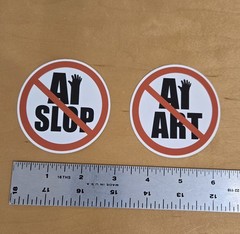 Set of 2 No AI Art No AI Slop 6 Fingered 3×3 Inch Vinyl Die Cut Glossy Stickers