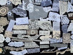 Vintage Assorted White Ivory Lace Trims Doily Fabric Slow Stitching – Lot of 30