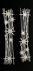 Die Cuts * Starburst Strip * Set of 12 * White * Red White & Blue * Silver Foil