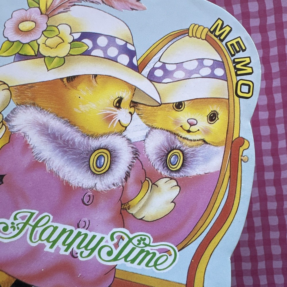 Vintage 80s 90s Cat Notepad Kitty Happy Time Memo Stationary Paper Sheets