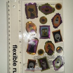 Crafts Sticko Stickers Trick Treat Happy Halloween Framed Ghosts Bats Black Cat