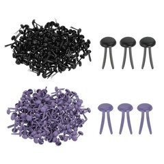 1000 PCS Paper Brass Fasteners Split Pins, Purple/Black, 4.5 x 8 mm