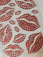 CraftbuddyUS Asst 18 RED LIPS Self Adhesive Rhinestone Gems Craft, DIY