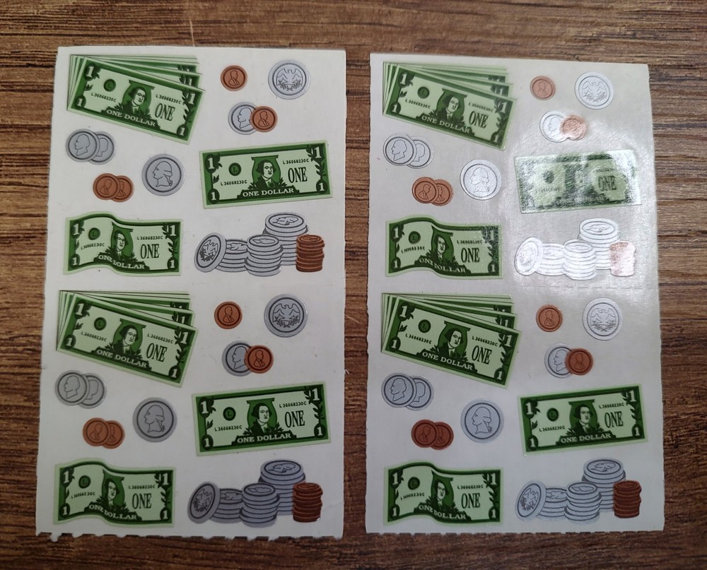 Vintage Mrs. Grossman’s Stickers Money Dollar Bills Cash Change 2 Full Mods S283