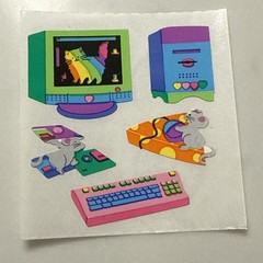90’s Sandylion Digital Kitten Kromekote Neon Desktop Computer Mouse Sticker