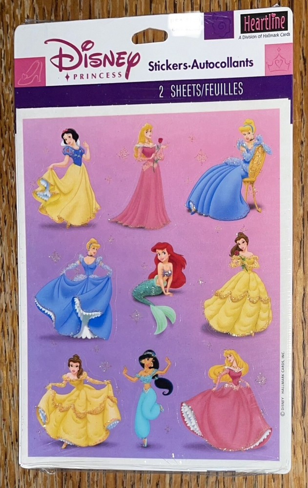 DISNEY PRINCESS Cinderella Aurora Snow White Ariel Jasmin Bell Scrapbook Sticker