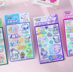 Snoopy Sticker Set Kawaii Holographic Cute Decoration (Blue)