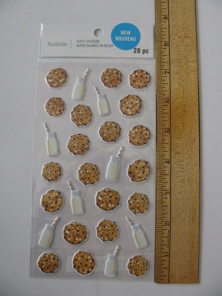 Recollections COOKIES & MILK Dimensional Stickers 28 Pieces NIP