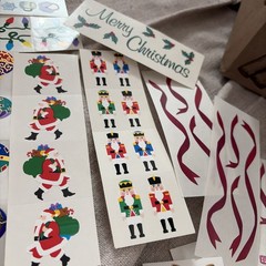 Big Lot Vtg Mrs. Grossman’s Christmas Stickers Metallic Glitter Elf Santa Tree