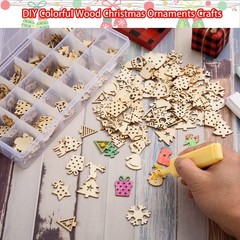 300 Pieces Unfinished Mini Wooden Christmas Ornaments DIY Wooden Christmas Or…
