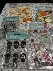 Stampin Up/Jolee’s Halloween Lot Stickers/DSP/Paper pumpkin Boxes Skulls Carving