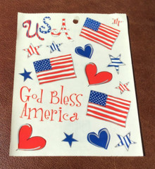 5×6″ Treehouse Designs Clear Sticker Sheet ~ GOD BLESS AMERICA USA *