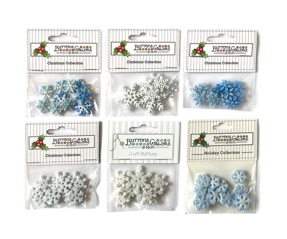 Buttons Galore 50+ Assorted SNOW Snowflakes Theme Buttons for Sewing & Crafts