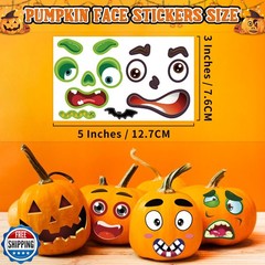 LINAYE 96 PCS Pumpkin Face Stickers for Toddlers Kids, Mini Pumpkin Decoratin