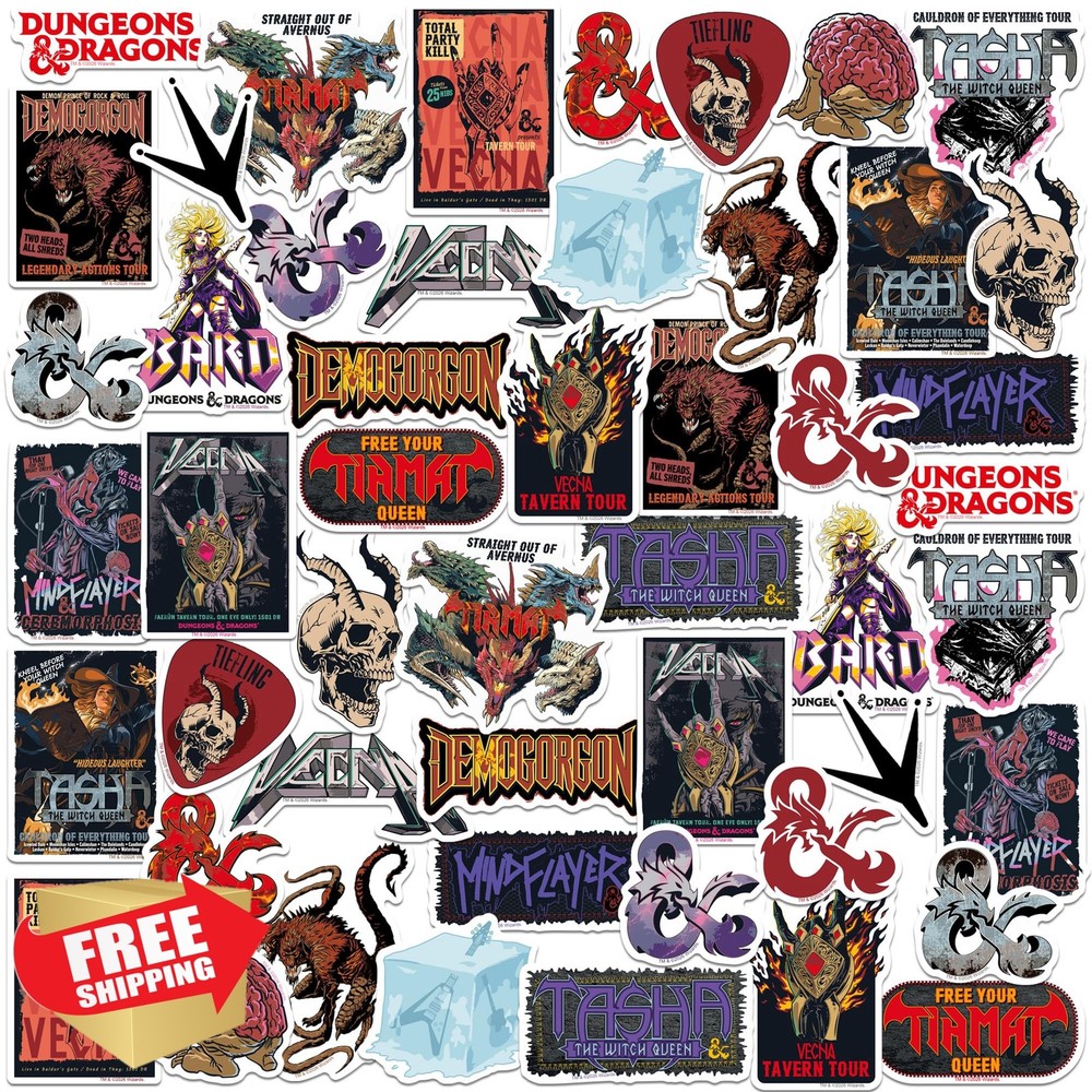 Graphics and More DandD 50ct Vinyl Stickers Pack