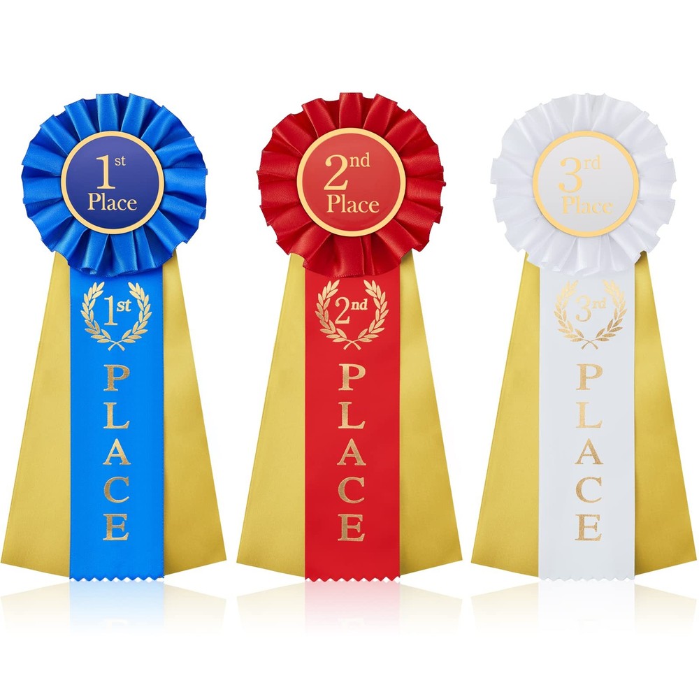 Award Ribbons Rosette Prize Set 1st 2nd 3rd Place 3 Pack
