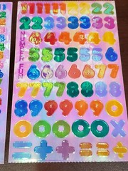 RARE Sandylion Mother of PEARL 3 Maxi 4×6.5″ 1 strip ALPHABET NUMBERS LETTERS
