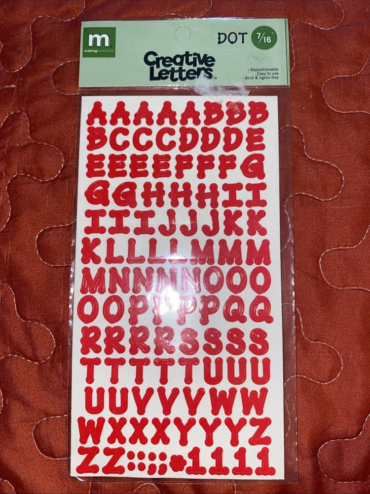 Making Memories CREATIVE LETTERS ABC Sticker Pkg~BLACK~White~RED ~ U Pick ~ NEW