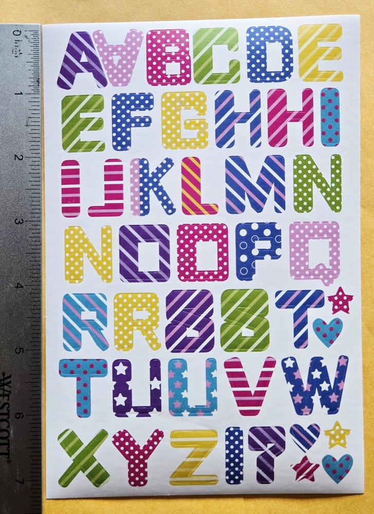 Alphabet/Letters/ Stickers/ Multi-Color/Large Sheet/