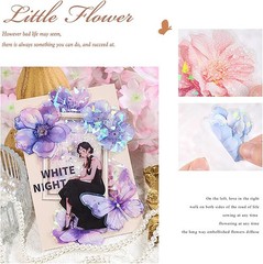 60 Pieces Glitter Shiny Flower Stickers for Journaling, Waterproof Decorative…