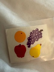 Vintage 1980 Ellen Blonder Apple Gava Orange Grapes Fruit Sticker Strip Mod