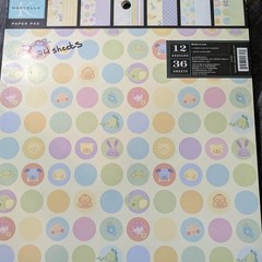 Gender Neutral Scrapbooking Lot 2 pads paper, Ribbons, Embellishments Lettering
