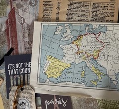 Travel Junk Journal Kit Vintage Ephemera Map Paris Tags Scrapbook Set Paper Pack