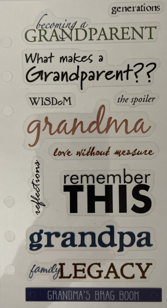 GRANDPARENTS Phrase Cafe Mylar Binder Sticker(12pc)Sticko•Family•Grandpa•Grandpa