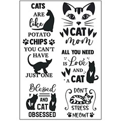 Guirongxin 6Sheets Pet Dog and Cat Funny Words 5.6×5.6inch/4.4×6.4inch, Clear