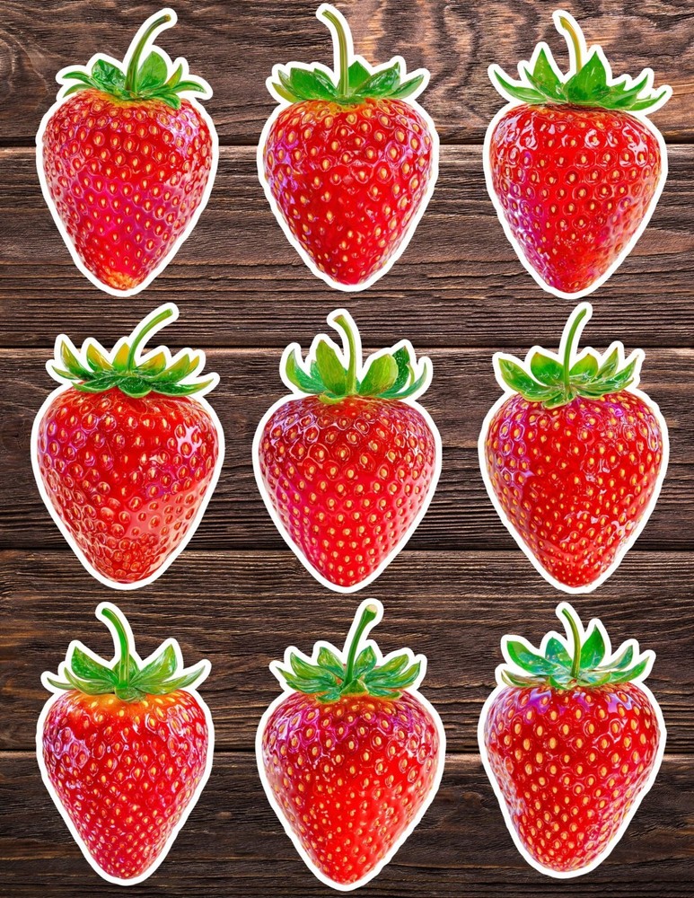 Strawberry Die Cut Vinyl Stickers Set Scrapbooking Laptop Water Bottle