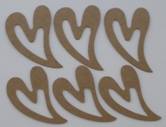 6 SWEET HEARTS – Layered Heart – Bare Unfinished Chipboard Die Cuts – 2 Sizes