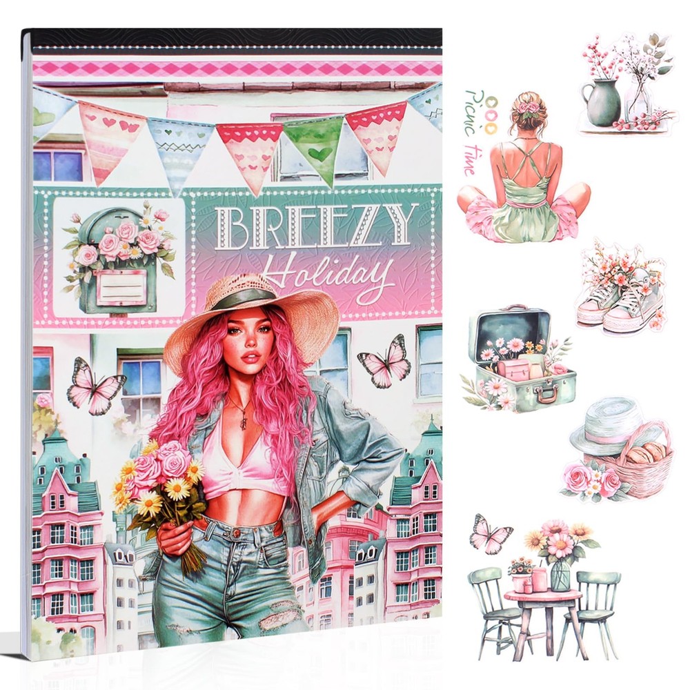 Pre Cut Journal Sticker Book Assorted Paper PET Washi Stickers Scrapbooking