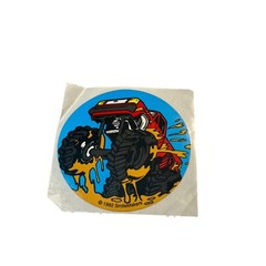 Vintage 1992 SmileMakers Monster Truck Sticker Big Tires 2.5″ Round New