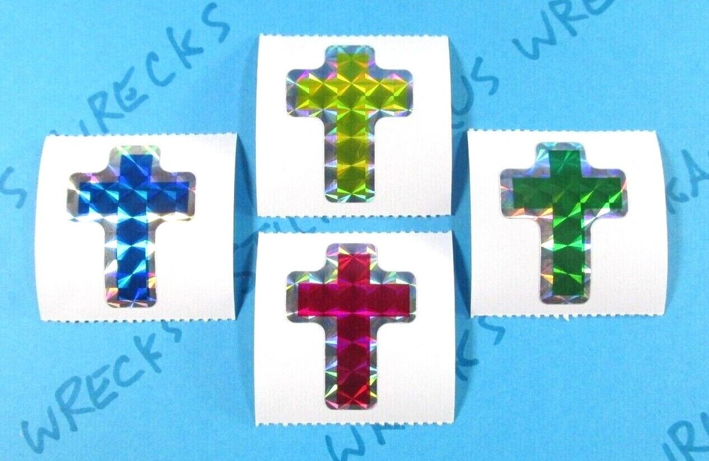 Prismatic Multi Color Cross Stickers Lot Of 4