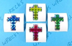 Prismatic Multi Color Cross Stickers Lot Of 4
