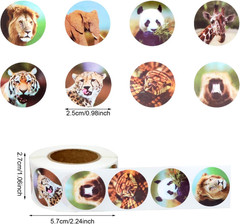 2 Rolls of 500 PCS 1-Inch round Zoo Animal Stickers for Scrapbooking & Decor