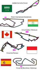 Formula 1 24 Tracks Sticker Sheets Set – F1 Circuits, Flags & Track Names, 2026