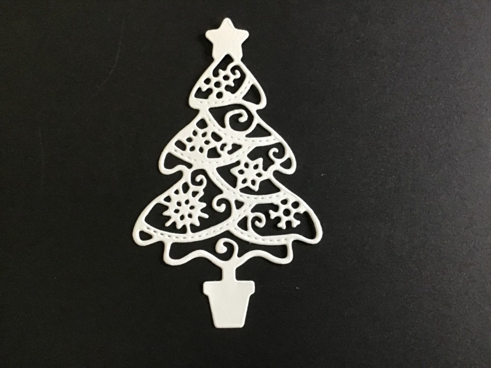 Snowflake Christmas Tree Die Cut Embellishments 3” x 1-3/4” 8pcs Scrapbook Cards