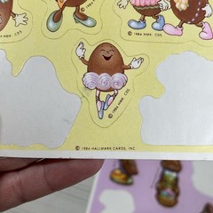 HTF Hallmark VTG Chocolate Eggs Sticker Sheet Scratch & Sniff 1984 80s Easter