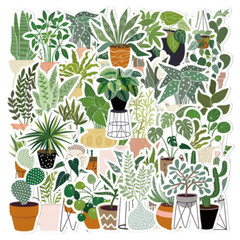 10 assorted houseplant sticker set, vinyl decal, plant gift, plant sticker pack