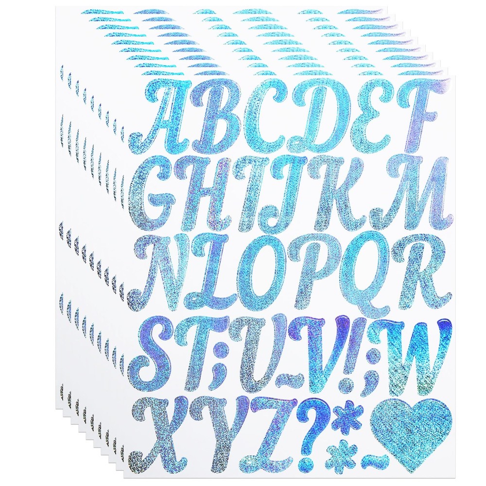 10 Sheets Letter Stickers, 2 Inch Self-Adhesive Cursive Vinyl Alphabet Number