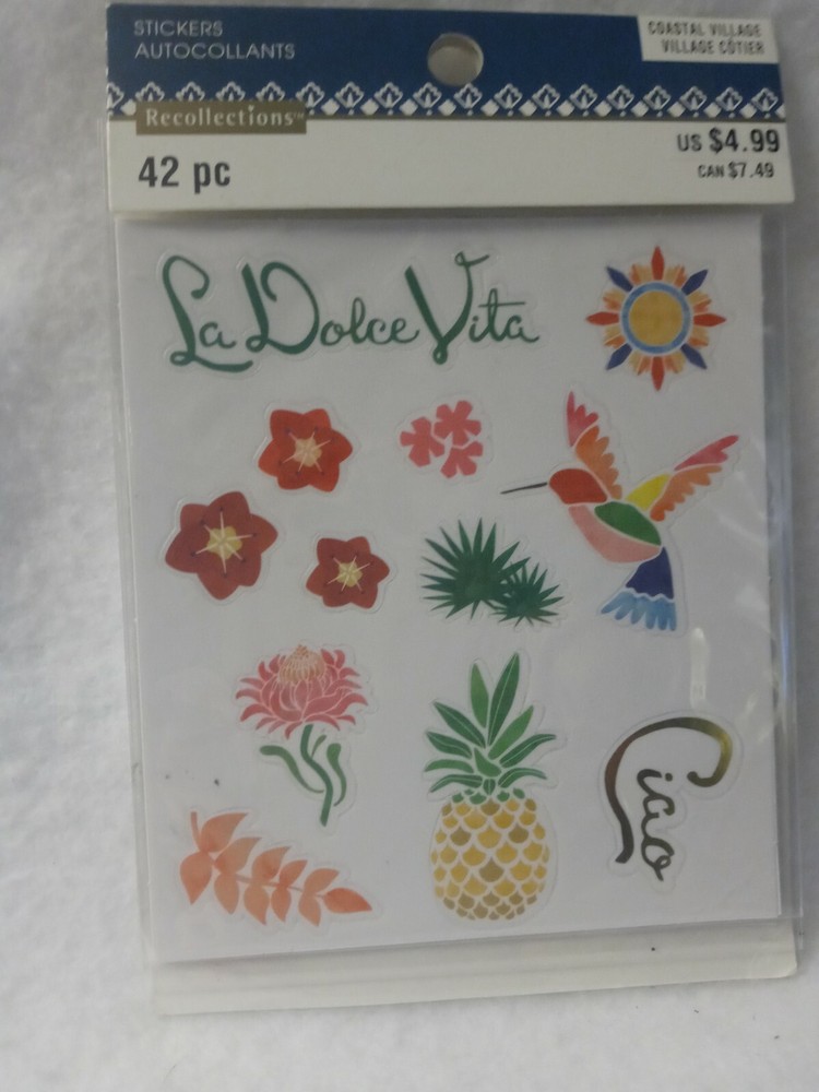 Scrapbooking Stickers — 42 Pieces Coastal Village Ciao La Dolce Vita