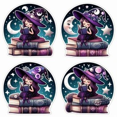Witch And Books Embellishments Junk Journal Scrapbook Choose A Set