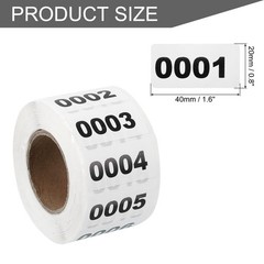 1 Roll Inventory Number Sticker 1.6″x0.8″ 0001-1000 Consecutive Number Stickers