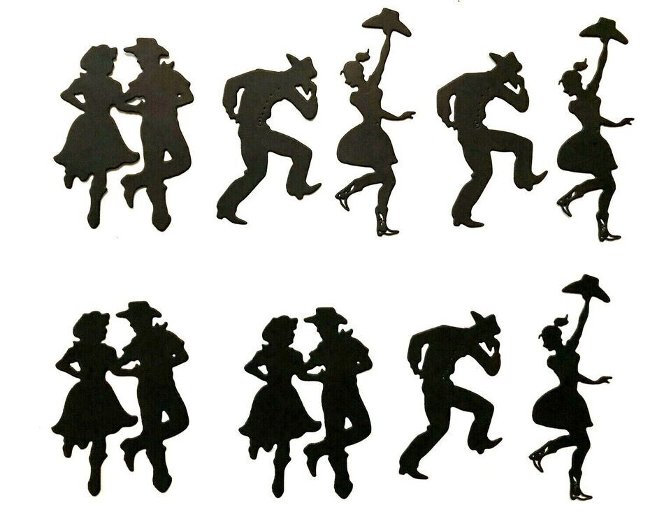 COWBOY & COWGIRL SQUARE DANCING «HOEDOWN!» SILHOUETTE DIE CUT / CUTS-9pcs