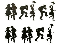 COWBOY & COWGIRL SQUARE DANCING «HOEDOWN!» SILHOUETTE DIE CUT / CUTS-9pcs